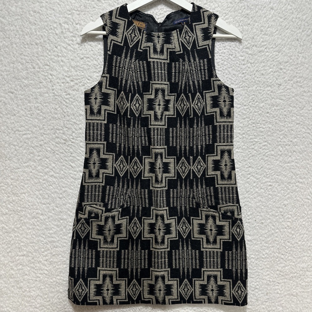 Pendleton Portland Collection Fully‎ Lined Shift Dress Sz S Aztec Wool USA Made